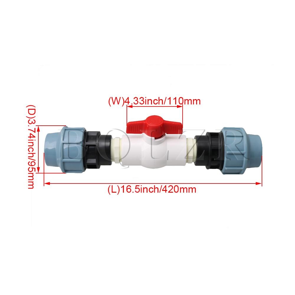 BQLZR T-Handle Shut Off Valve 50mm Plastic Ball Valve for Waste Applications