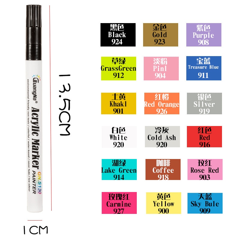 GN 0,7mm Acryl Farbe Stift 12/18 Farben Marker stift Kunst Marker Stift für Keramik Felsen Glas Porzellan Becher Holz stoff Leinwand Malen