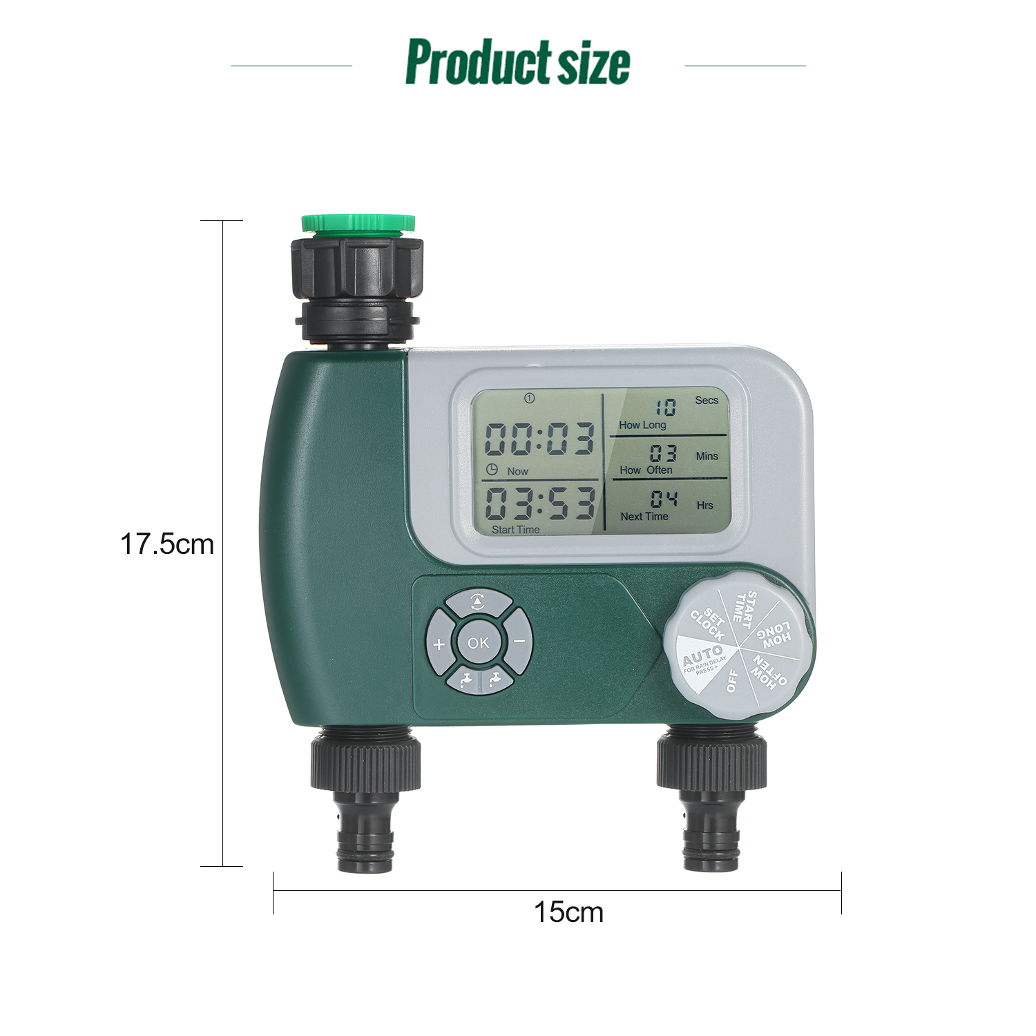Schlauch Wasserhahn Timer draussen-Batterie Betrieben Automatische Bewässerung Sprinkler System Bewässerung Regler mit 2 Auslauf Garten Pflanzen