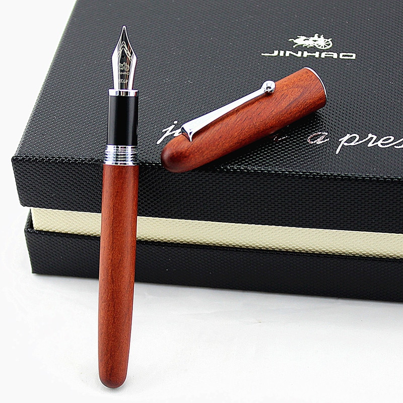 Jinhao Luxury Wood Fountain Pen Standard Metal Iraurita 0.7mm Fine Nib Calligraphy Ink Pens for Office Writing