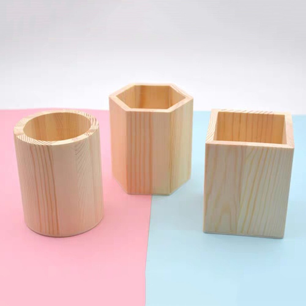 Round Wooden Wood Desktop Desk Organizer Accessories Pen Pencil stand Holder Storage Case Office Organizer School Supplies
