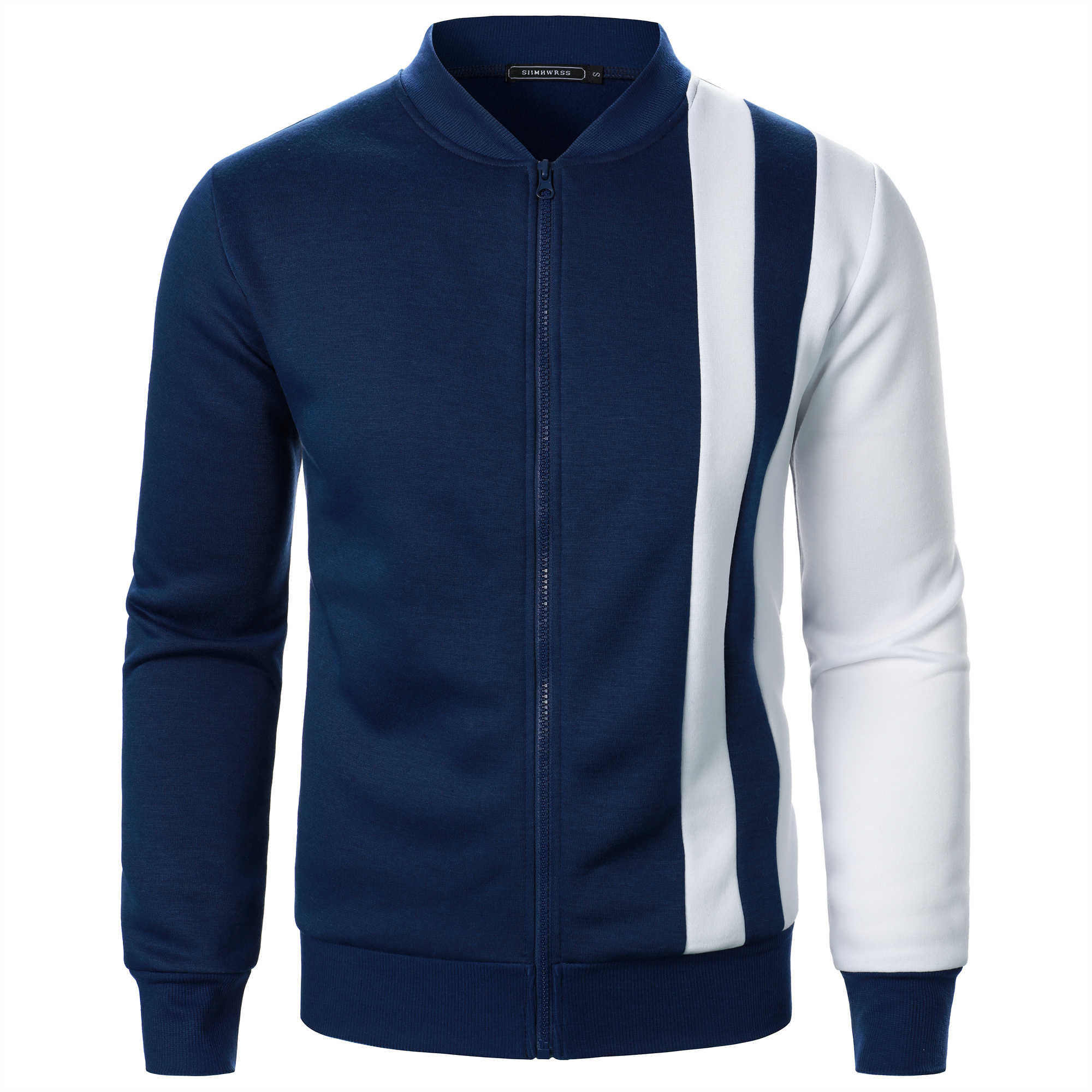 Chaqueta Casual manga larga cremallera gimnasio blazer Primavera otoño: S / Azul marino