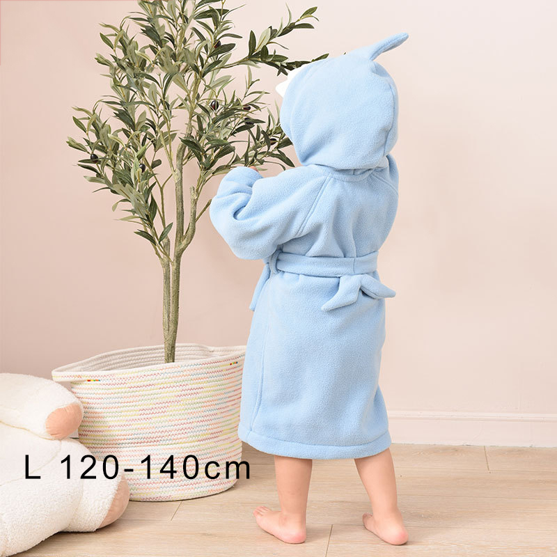 Bata de baño con capucha para niños y niñas, ropa de dormir de 90-140CM, pijamas con animales: Light Blue L