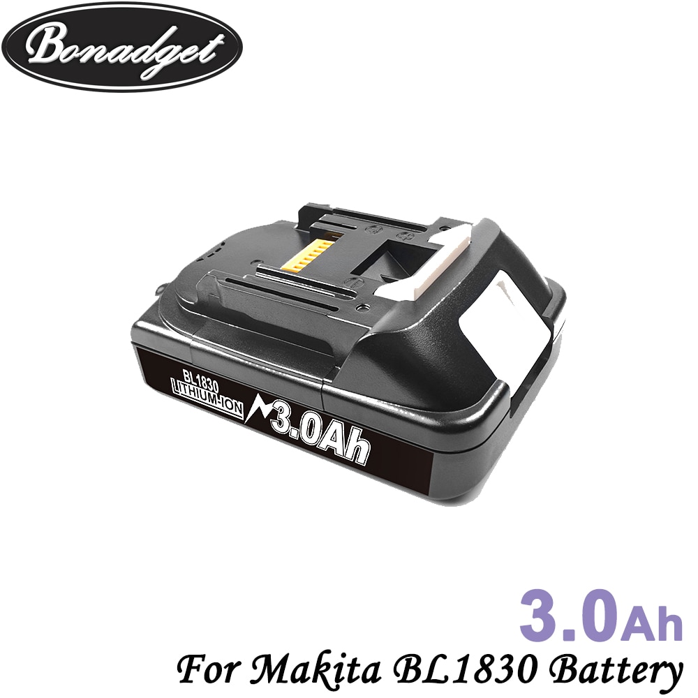 Bonadget 18V 3000mAh Lithium-ion Battery for Makita BL1830 BL1860 BL1840 BL1815 - Replacement Power Tool Battery