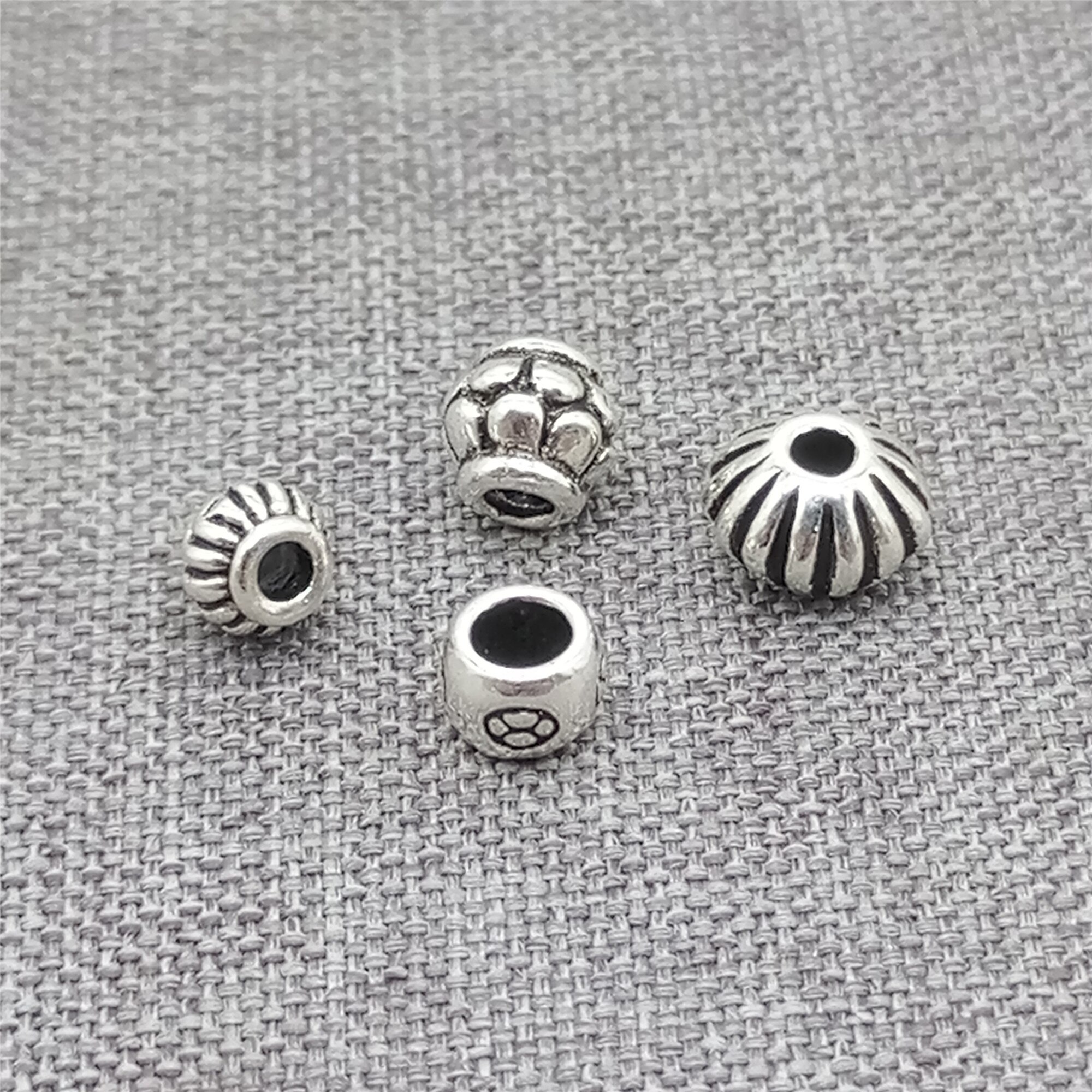 10 Stuks Van 925 Sterling Zilver Kleine Zaad Kralen Voor Armband Spacer Bloem Opdruk