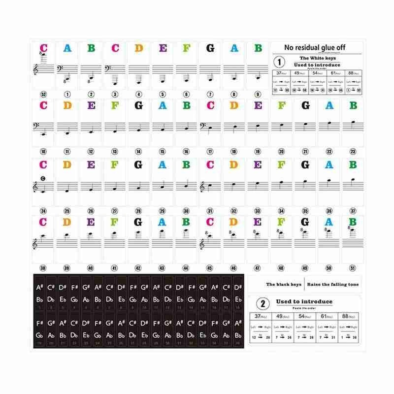 1Set Keyboard Sticker Transparent Removable 37/49/54/61/88 Practice piano piano portable Piano Beginners keys For Kids elec E9M1