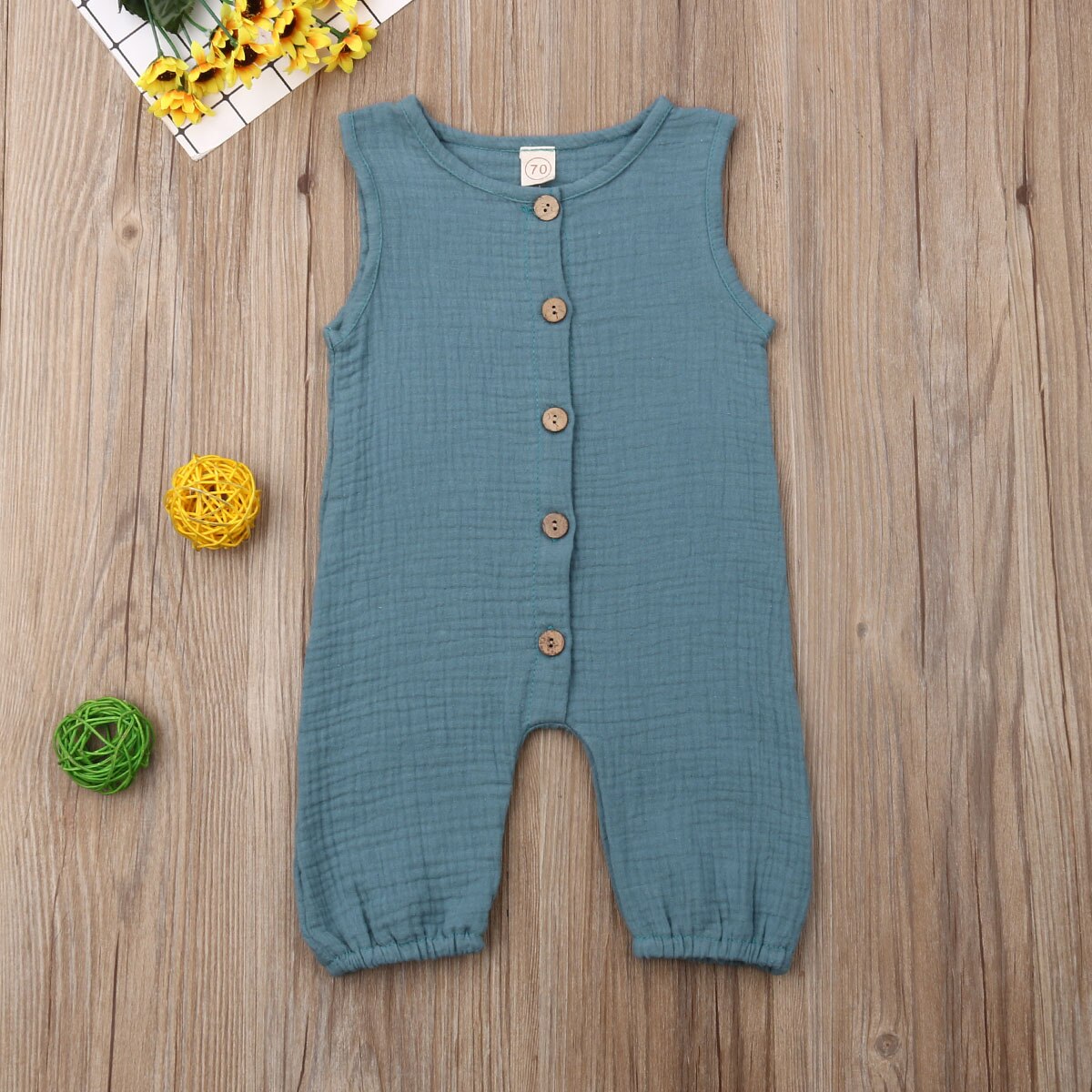 Stijl Pasgeboren Baby Meisjes Jongens Knop Mouwloze Schattige Romper Zomer Jumpsuit Outfits Kleding 6-24Months