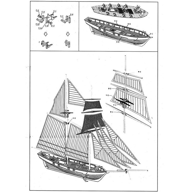 1/100 Schaal HALCON 1840 DIY Zeilboot Model Kit Speelgoed 400x150x300mm Handgemaakte Houten vergadering Zeilen Boten kinderen Speelgoed