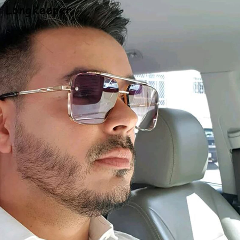 Gafas de sol de color degradado Gafas de sol con montura metálica grande para hombre Protección UV400 para mujer