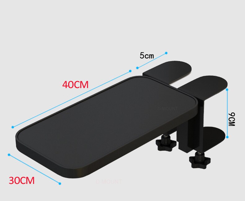 DL-WM-10 wrist rest mount holder mouse pad support foldable metal left right clamp desk 10-80mm double lock: BIG ONE BLACK