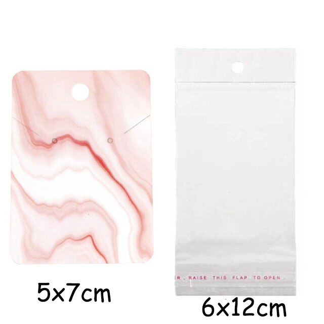 50pcs Paper Earring Display Cards with Self-Seal Bags Colorful Marbling DIY Handmade Packing Cards for Earring Stud Necklace: 07
