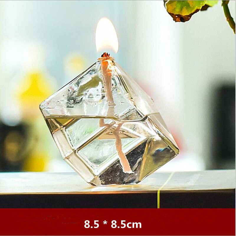6pcs/pack The Geometry Glass Oil Lamp Wedding Decoration Handcraft Glass Candle Holder Friend Candle Holder: 6pcs oil lamp 2