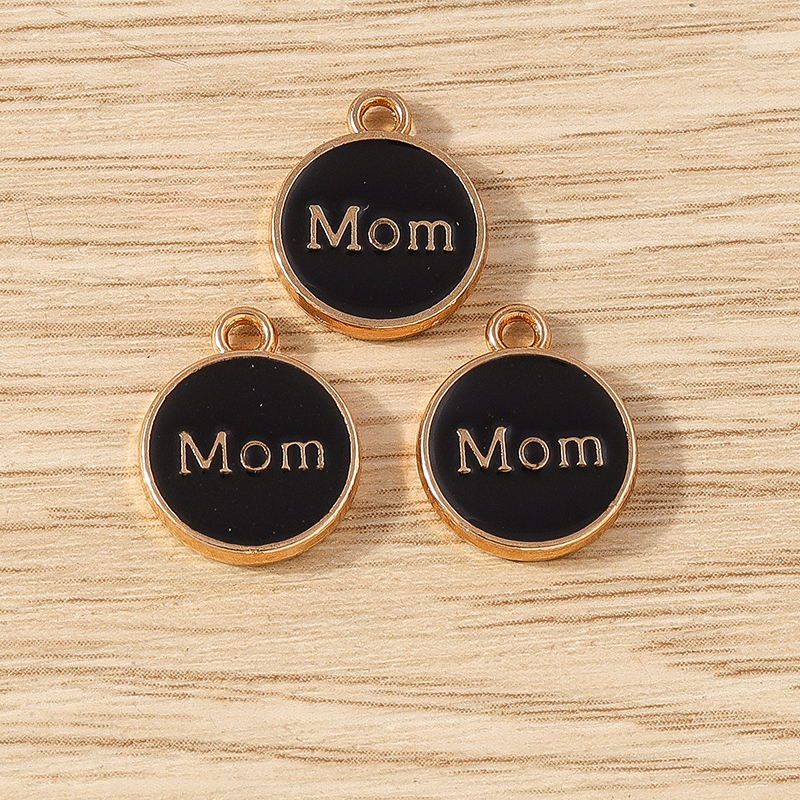 10 Uds. De colgantes con letras esmaltadas de colores para mamá, 11x14mm, para hacer joyas, pendientes, collares, pulseras, suministros para manualidades DIY: Color dorado