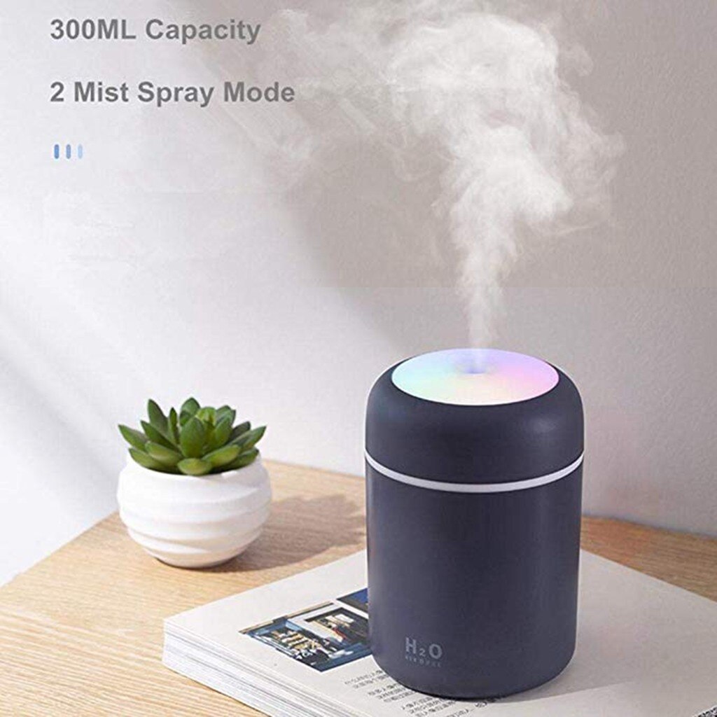 Minihumidificador para el Hogar, difusor de Aroma de luces Led nocturnas, filtro de agua de acampada, instrumento para Hogar, Humidificador de niebla fría de 300ml, n. ° 4