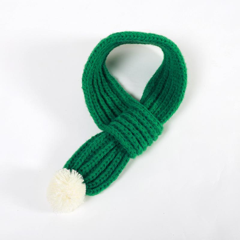 Bufanda de punto con pompón blanco para perros y gatos, bufanda cálida para mascotas, suministros de invierno, accesorios de Navidad y Año: S / Negro
