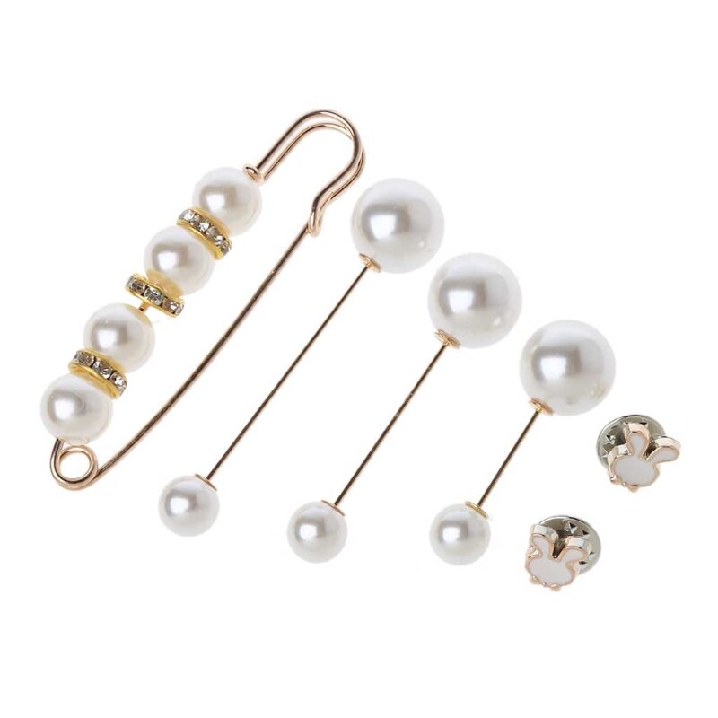 Trui Shawl Clip Dubbele Faux Pearl Broches Shirt Pin Knoppen Parel Crystal Taille Broek Extender Veiligheidsspelden Voor Vrouwen: B