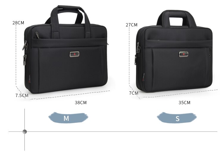 Kvinder skulder kontortasker til mænd business taske unisex sort dokumentmappe luksus 13.3 14 15.6 tommer bærbar håndtaske