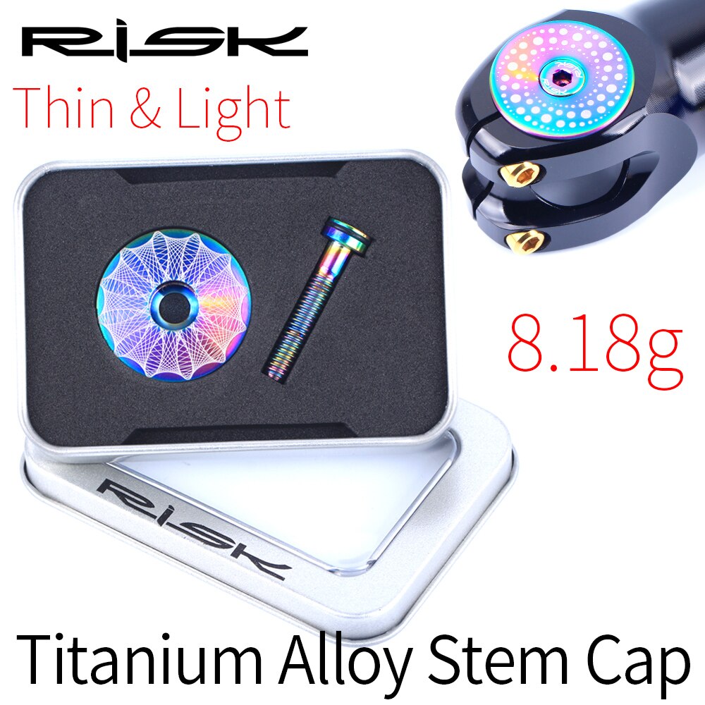 RISK Titanium Alloy Bicycle Headset Cap Suit 28.6mm+M6*30mm Bolts With waterproof pad Bike Stem Top Cap MTB Road Cycling
