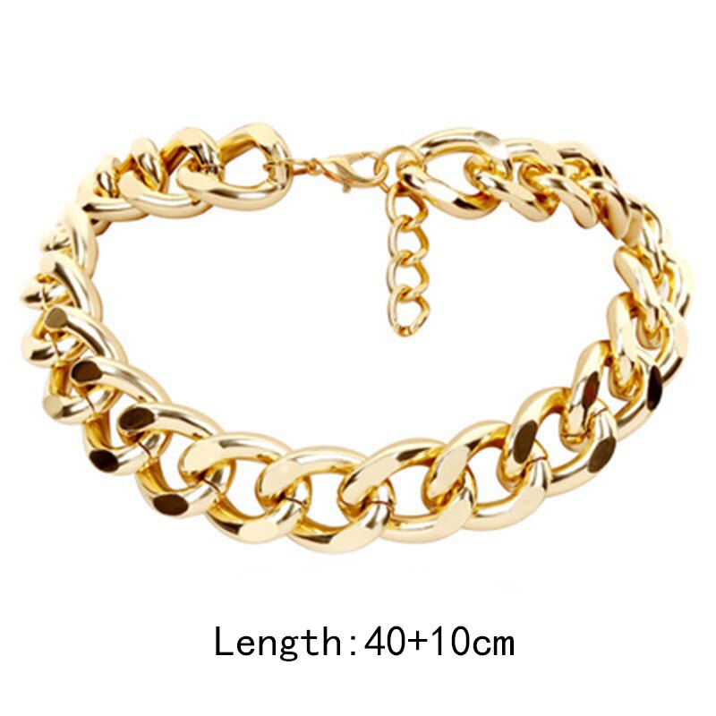 Gruby łańcuch naszyjniki punk zatrzymać w złotym odcieniu naszyjnik dla kobiet dziewczyna biodro chmiel przesadzone duży masywny kołnierz naszyjniki na prezenty: złoto