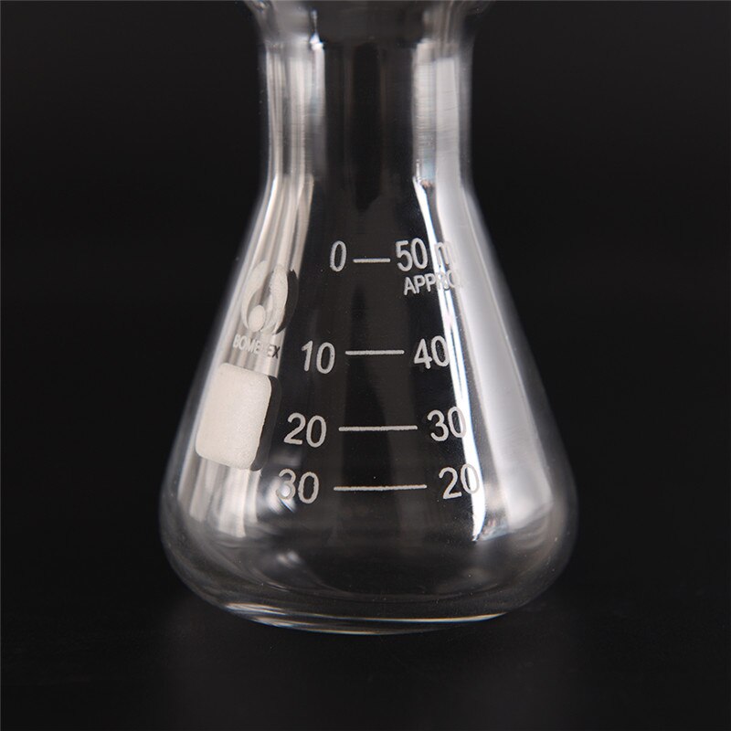 1 frasco Erlenmeyer de cristal transparente, frasco de cristal amplio triangular, frasco cónico de 50ml, equipo de Labrador
