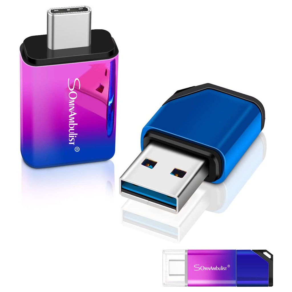 Met Adapter Flash Drive 64Gb 128Gb Usb Memory Stick Usb 3.0 Kleurrijke Gradient Verlichting TYPE-C 32Gb 16gb Hoge Snelheid Mini Usb 3.0