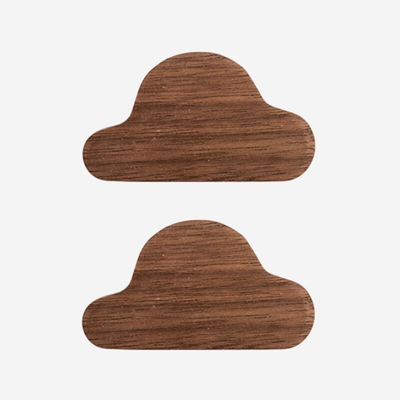 idYllife 2pc Set Wood Key Hooks Magnetic Cloud Lightening Home Decoration Wall Magnet Vestibule Keyring Holder Organization Rack: Cloud Black Walnutx2