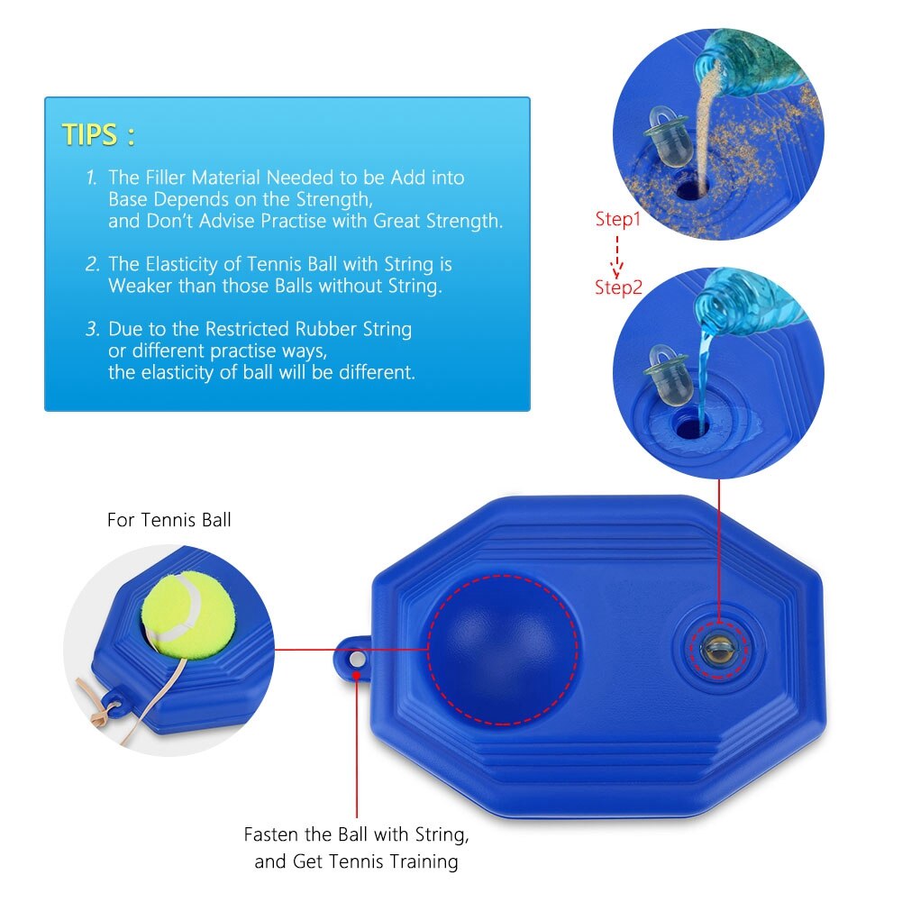 Azul 1pc raquete de plástico bola trainer única base prática tênis elástico exercício dispositivo treinamento tênis acessórios