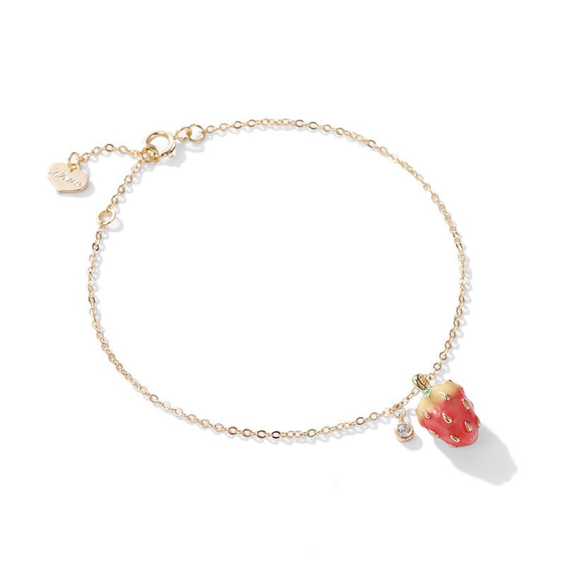 Aardbei Ketting Vrouwen Koreaanse Stijl Eenvoudige Studenten Mori Serie Verse Choker Ins Meisje Hart Netwerk Rode Chique Ketting: Gold Tone Strawberry Bracelets