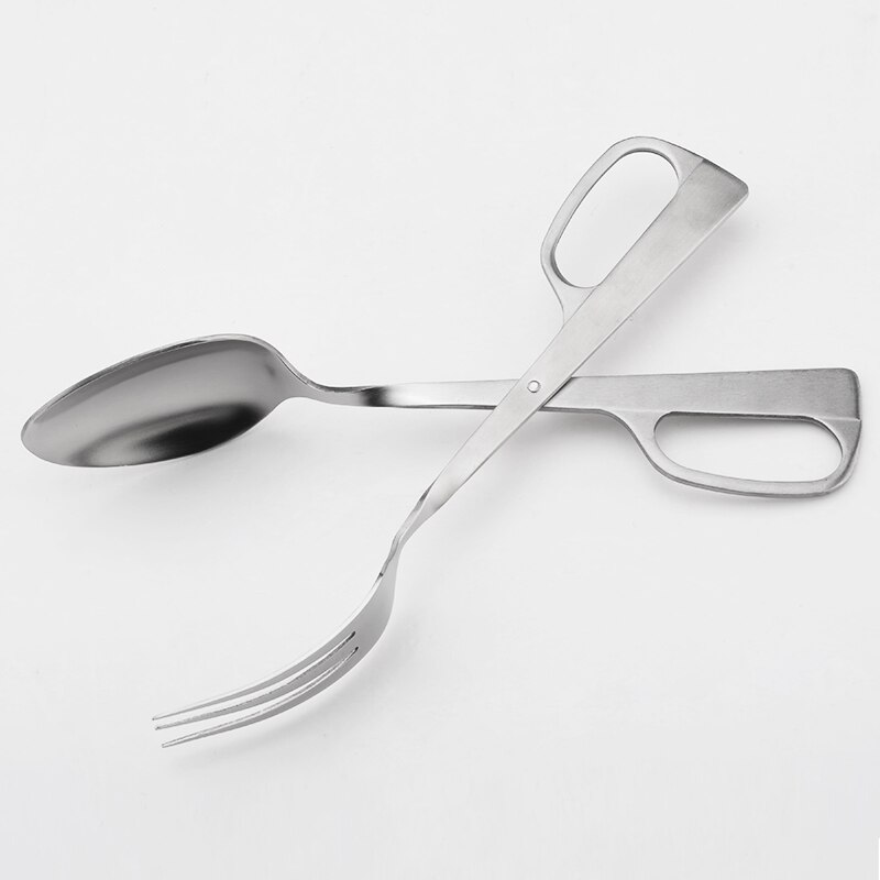 Rustfrit stål salat tang stor ske gaffel saks klip buffet brød mad tang køkken servering klip praktiske madlavning gadgets