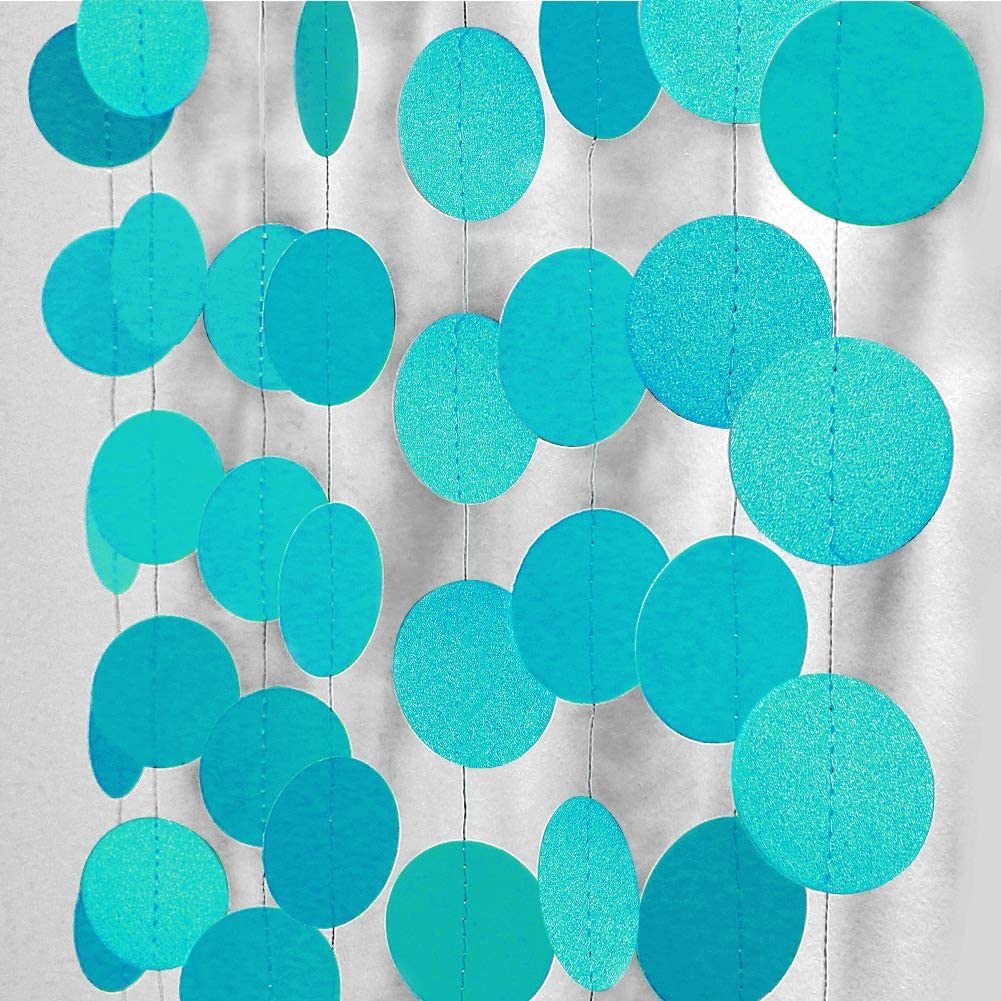 Under The Sea Birthday Party Decor Sky Blue Paper Circle Dots Garlands for Backdrop for Birthday Wedding Baby Shower Decorations