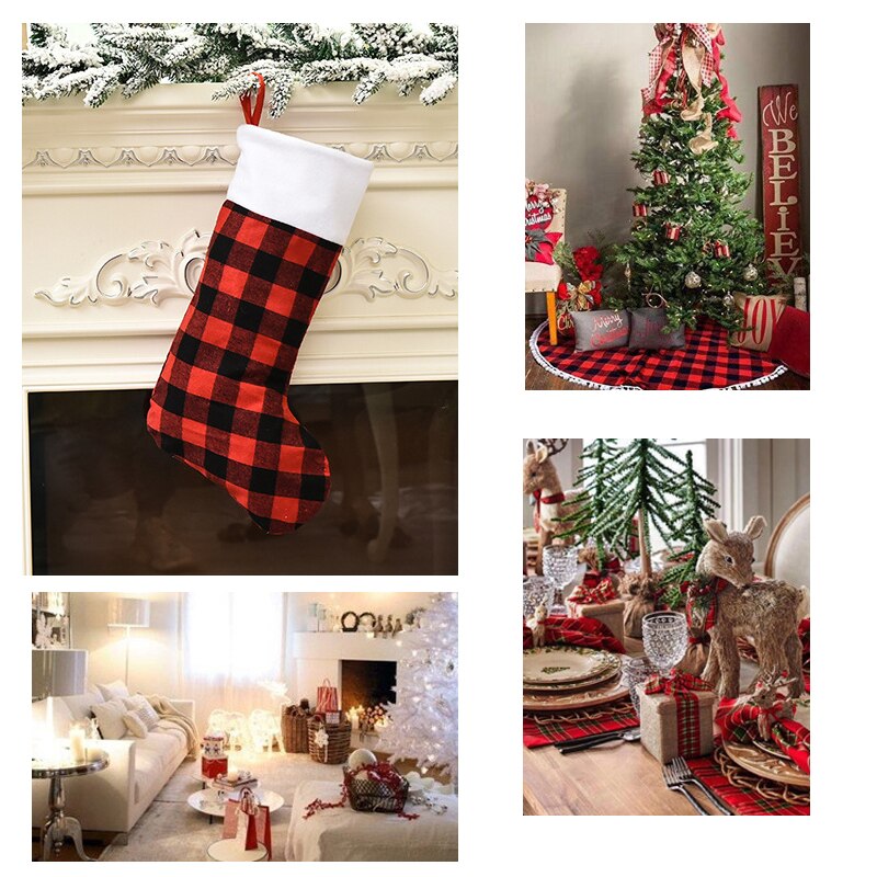 Bas HoldersLarge bas tissu chaussettes noël beau sac pour enfants cheminée arbre décoration de noël
