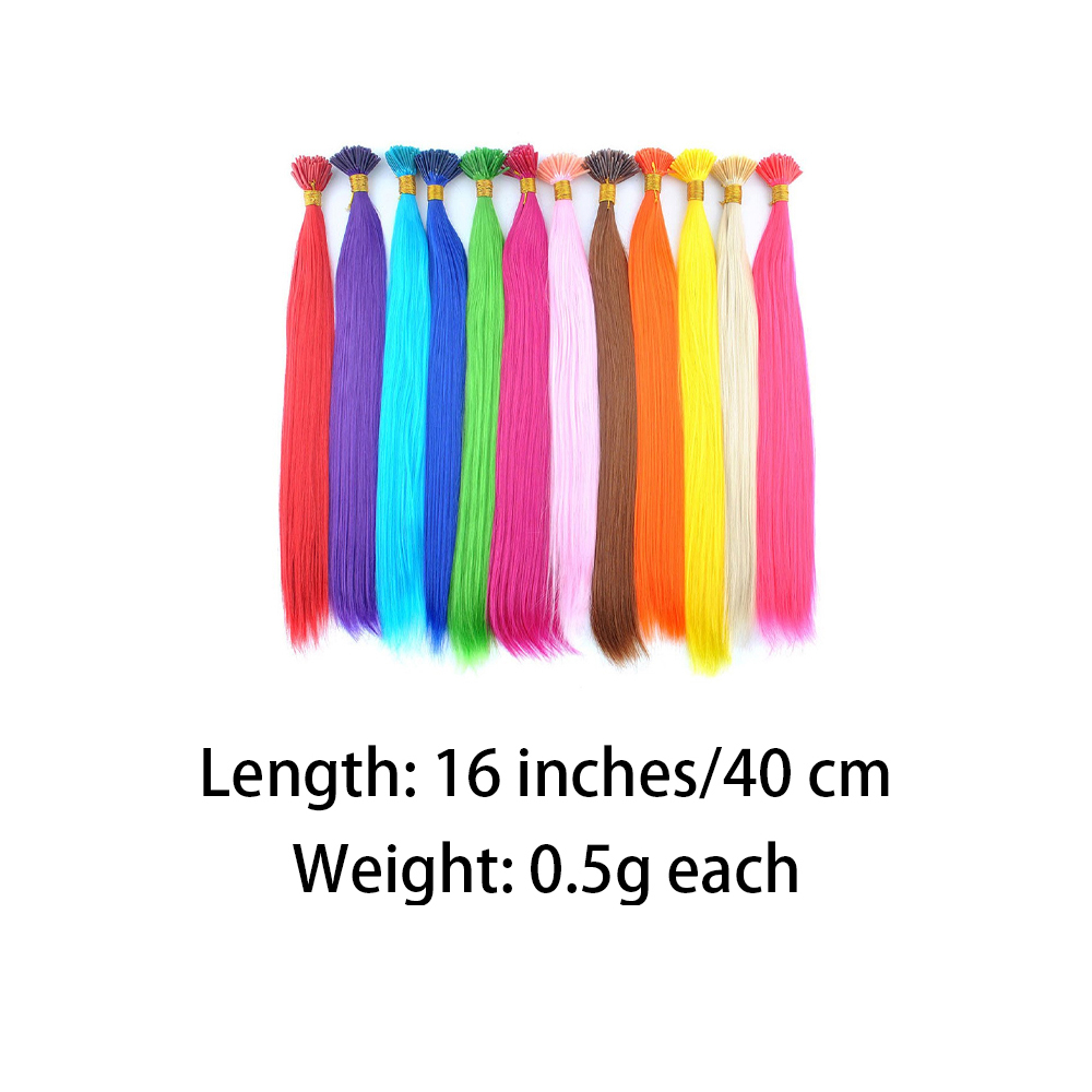 Extensiones de cabello sintético de color I-Tip Stick, pelo liso de 16 pulgadas para mujeres, alta temperatura, 10 hebras/paquete de colores