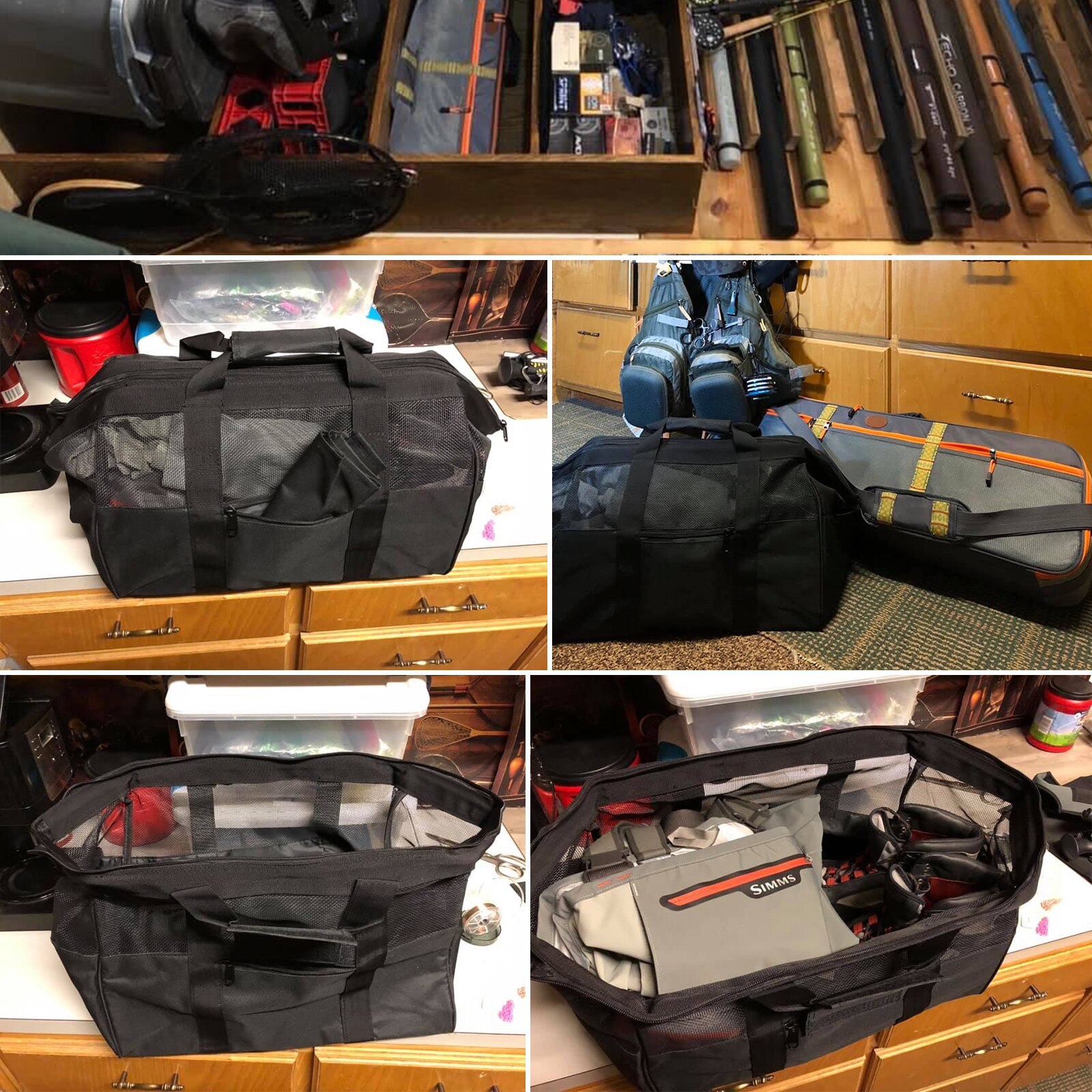 Maximumcatch Fishing Wader Bag with Changing Mat PVC Mesh Venting Fly Fishing Bag 45*30*30cm (17.72*11.81*11.81inch)