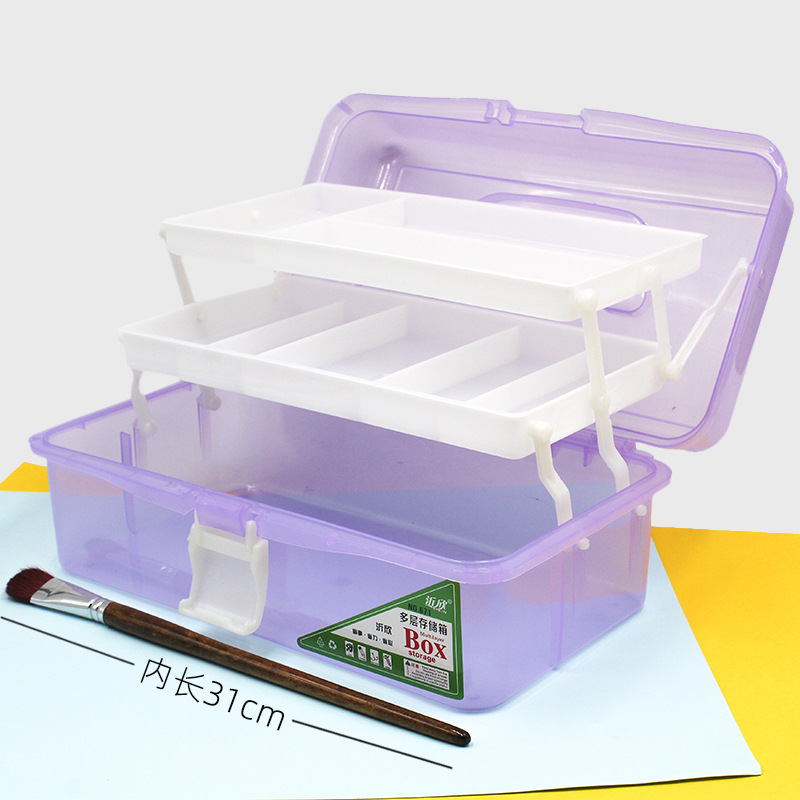 32x18x14cm Multi-grid Plastic Storage Boxes Household Portable Box Makeup Storage Box Small Grocery Box Jewelry Box Tool Box: Purple