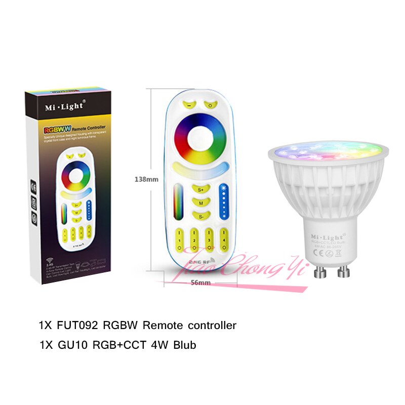 Mi Light – ampoule Led 4W GU10 RGB CCT(2700-6500K), décoration d&#39;intérieur, avec télécommande RF 2.4G
