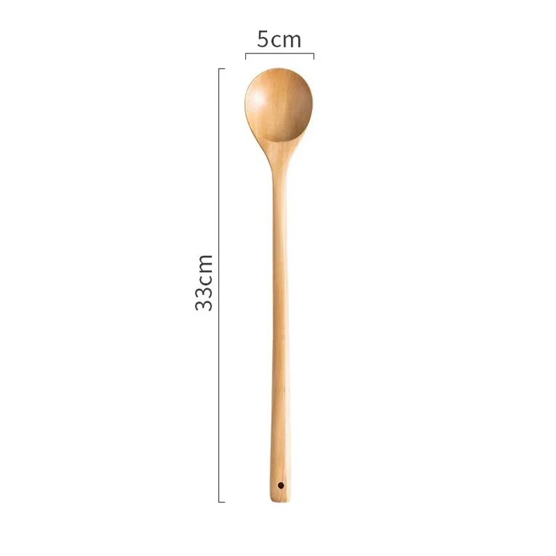 Langer Holzrührlöffel, Holzlöffel mit langem Griff, Holzlöffel zum Rühren und Kochen, verlängerter Kochlöffel aus Holz: Braun