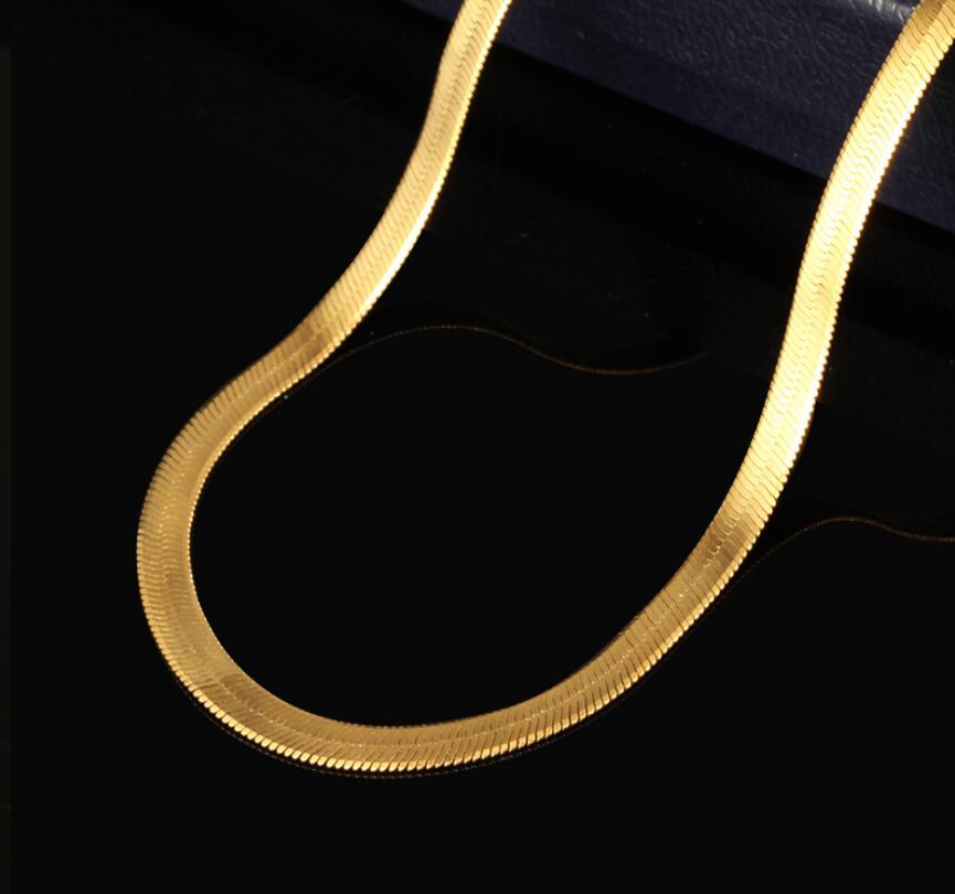 7mm 10mm men hiphop Stainless Steel Gold Color Flat Snake Chain Women Jewelry necklace