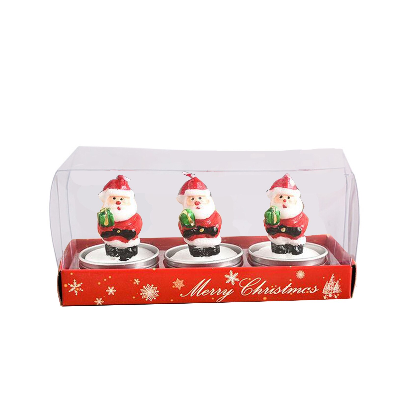 3pcs/set Christmas Candles Santa House Snowman Christmas Tree Paraffin Candles Wedding Home Party Candles Decor Light #YL5: D