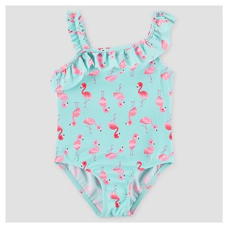 Afslappet slankt print baby toddler pige børn flamingo badedragt badetøj tankini bikini badedragt tøj: 7t