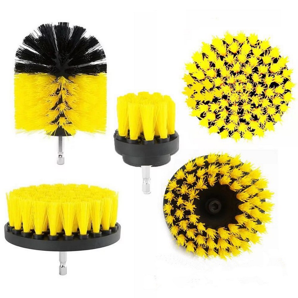 3pcs Power Scrubber Brush Set For Bathroom Cleaning Drill Scrubber Cordless Attachment Kit Power Scrub Tubs Baseboards Scourer: 5pcs yellow