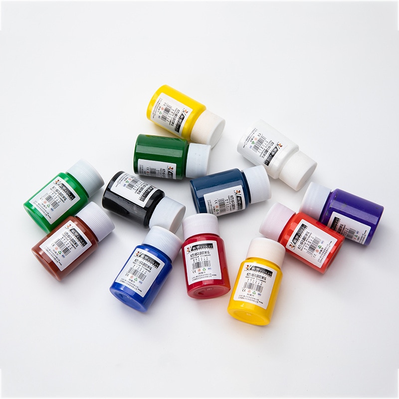 30 Ml Acryl Verf Set Diy Speciale Verf Voor Gips Milieubescherming Art Verf 12 Kleur Set Textiel Pigmenten
