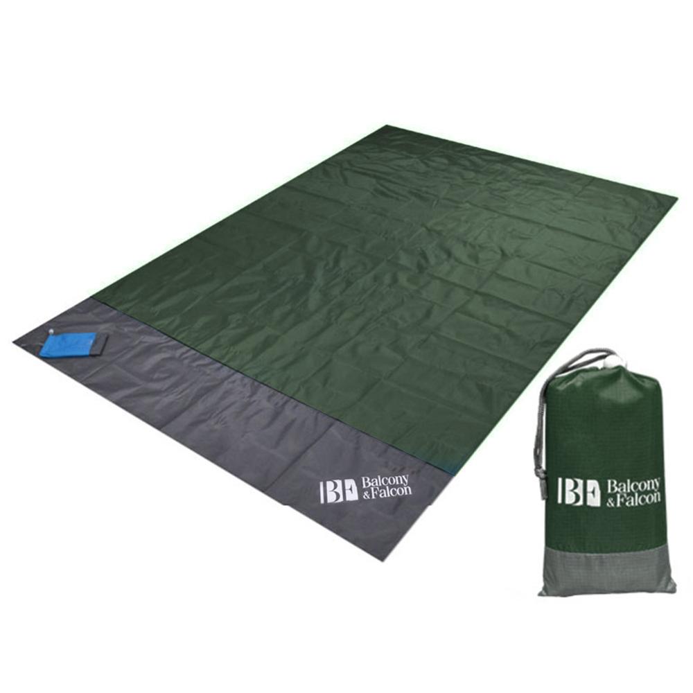 Sand free beach mat 140x210cm blanket WATERPROOF PICNIC picnic picnic picnic picnic picnic shop cover folding mattress pocket: dark green