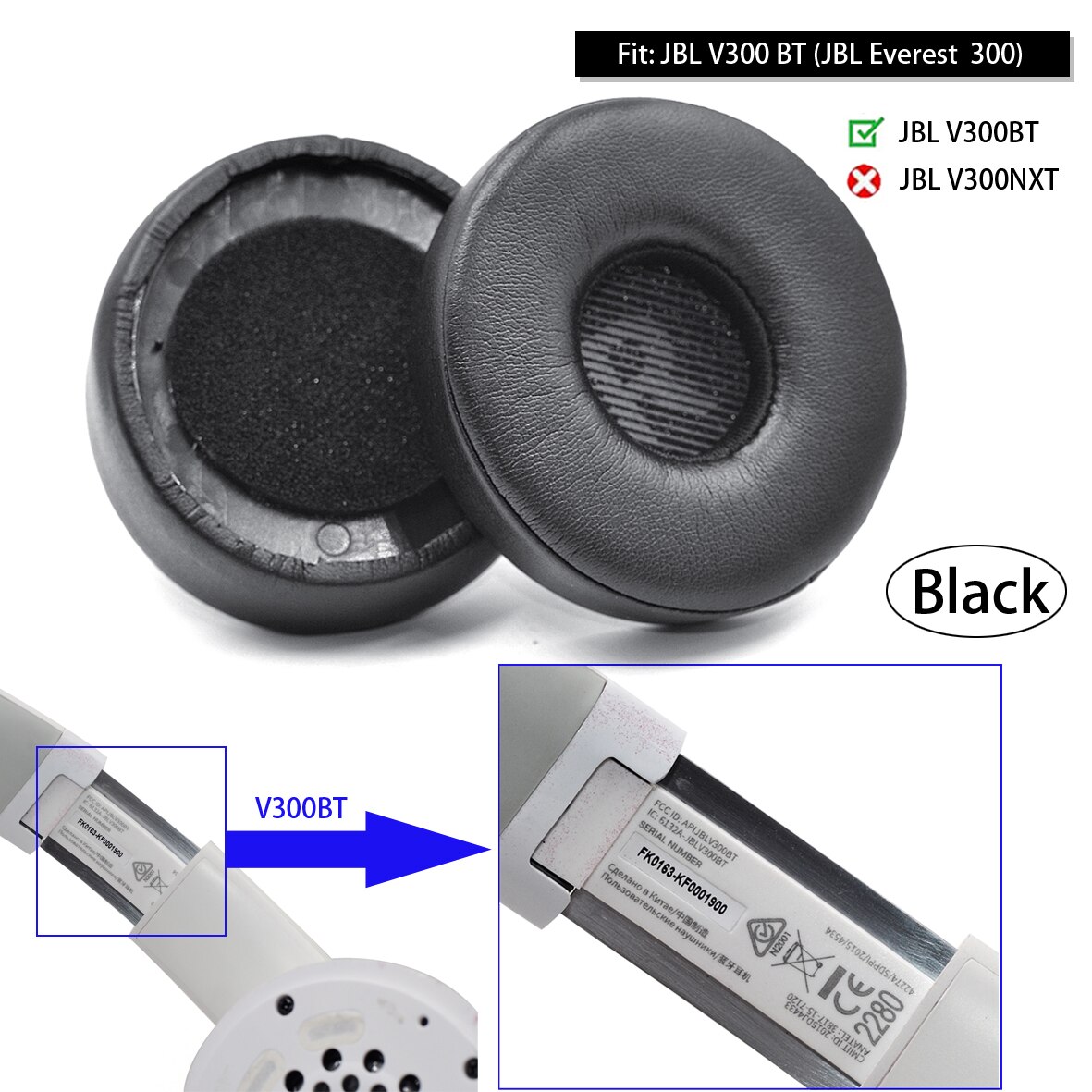 Defean Replacement V300 Ear pads for JBL V300BT (EVEREST 300) V300NXT (EVEREST ELITE 300) Headset Headphone