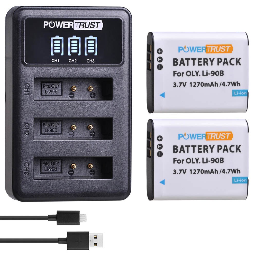 Batería y cargador para Olympus Tough LI-90B, LI-92B tg-tracker SH-1 SH-2, TG-6, IHS, TG-5, SP-100, Li90B, TG-1, 4 Uds.: 2battery and charger