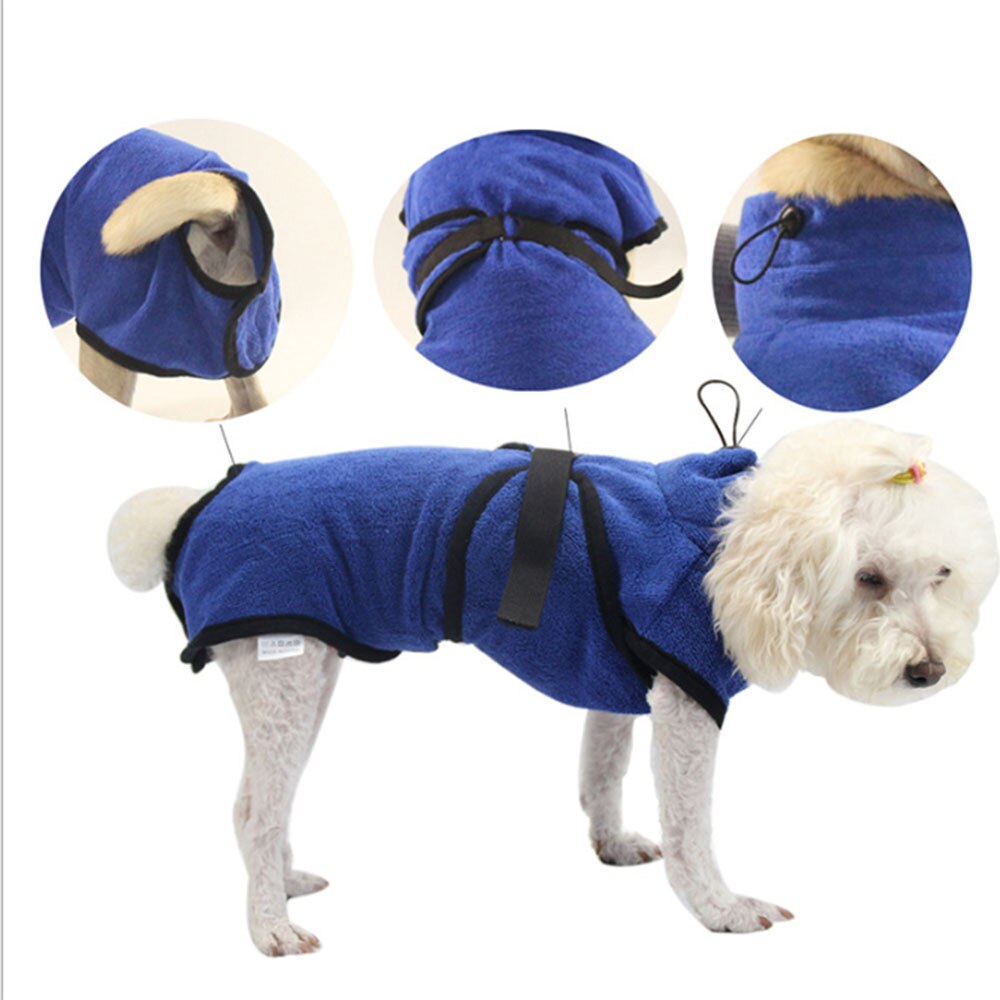 Peignoir Super absorbant en microfibre pour chien et chat, épais, serviettes de bain pour animaux de compagnie: Bleu / XS