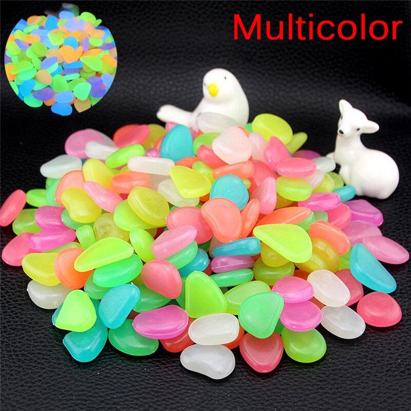 ! 10pcs/lot Luminous Pebbles Rocks Garden Ornaments Stone Glow In The Dark Garden For Walkways Fish Tank Decorations: MultiColor
