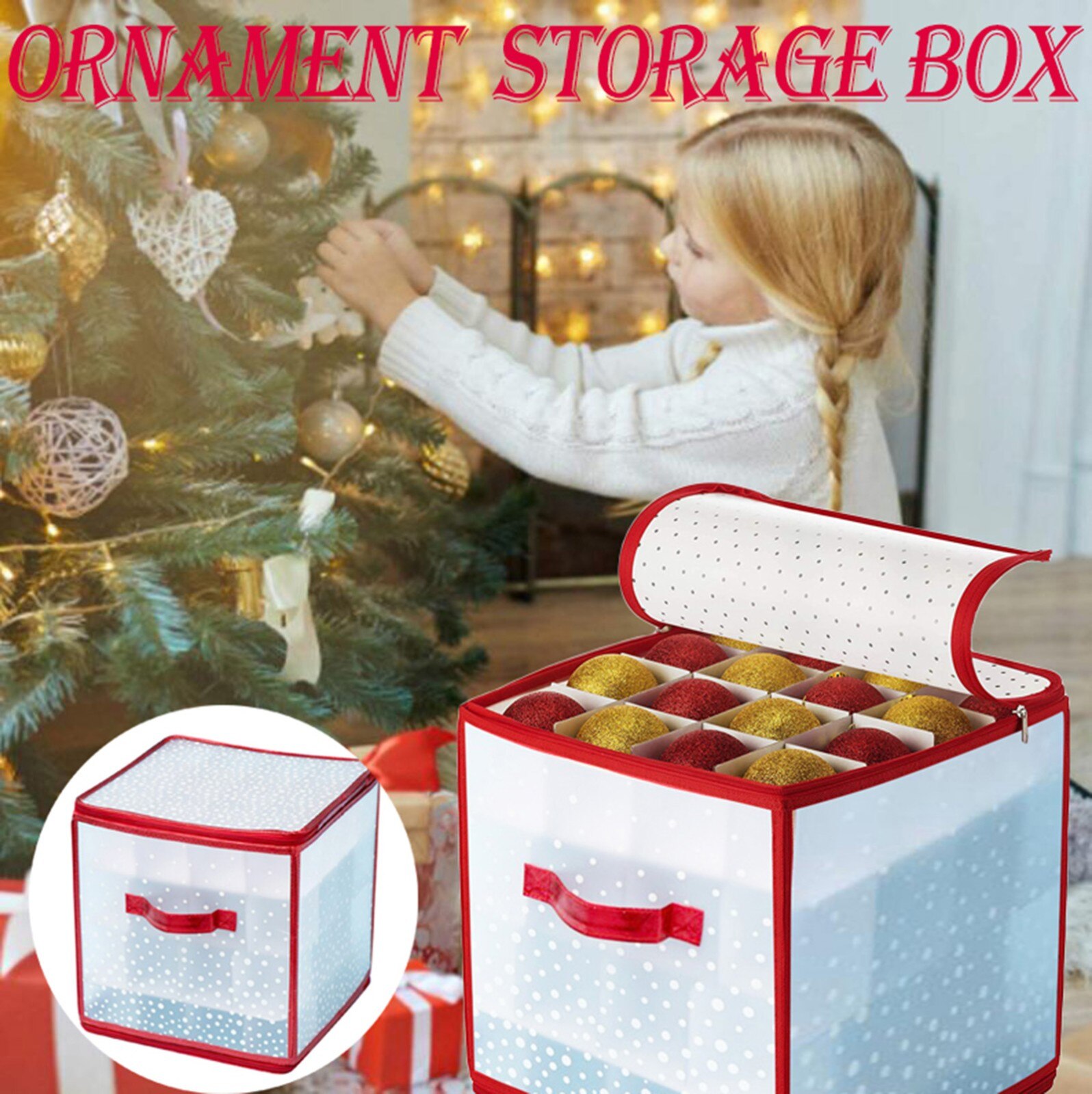 Ornement 64 grille boules boîte de rangement arbre de noël décoration boule organisateur sac pour noël fête décoration boîte Case grande taille