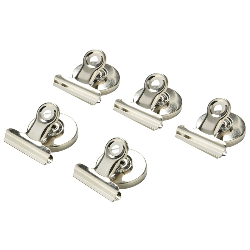 5 st magnetisk klämma magnet memo note meddelande hållare silver metall klämma multifunktionell pappersklämma 3cm