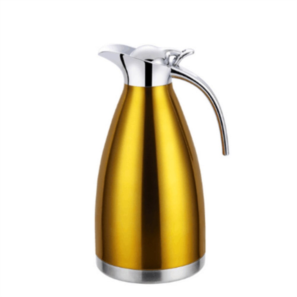 2l Stainless Steel Water Bottle Double-wall Vacuum Insulated Pot Coffee Pots Thermal Carafe Insulation Jug Flask: Gold