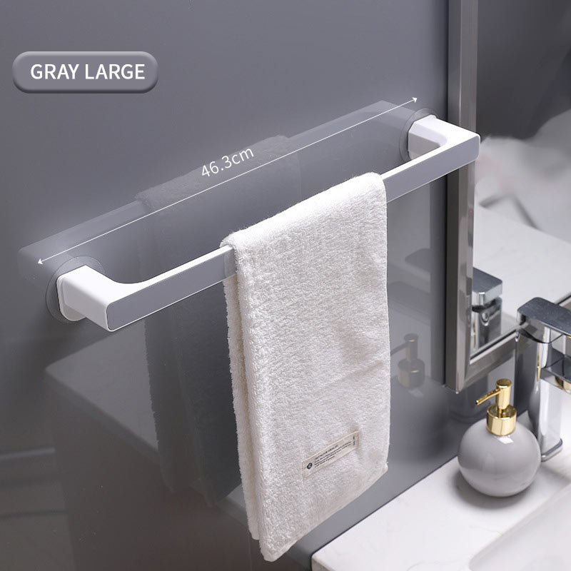Colgador de toalla montado en la pared, organizador de baño, estante de barra de toalla, gancho de baño, toallitas de cocina, soporte de toalla adhesiva: Gray Large